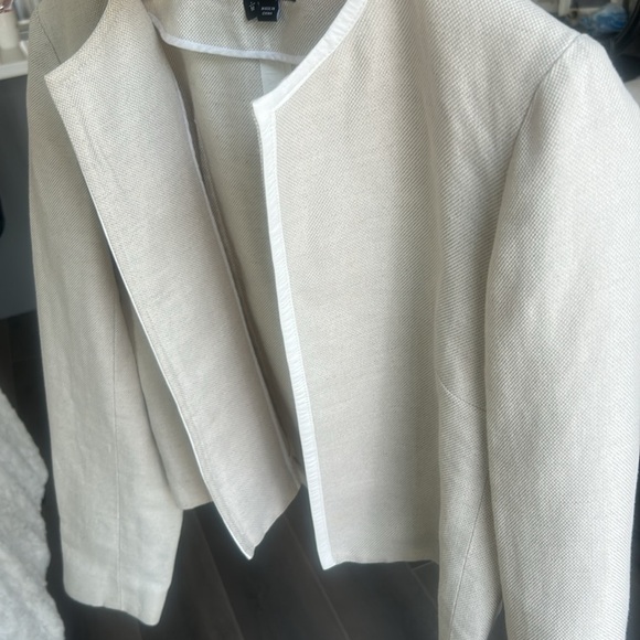 Theory Linen Blend Cropped Open Blazer Lightweight Tailored Jacket Women’s M - Picture 6 of 16